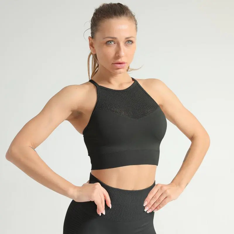High-Waisted Seamless Peach Butt Lifting Yoga Pants and Top